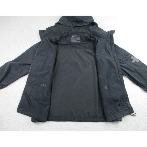 FIGS Jacket Mens XL Black Technical Collection‎ Hooded Windbreaker Outdoor Coat